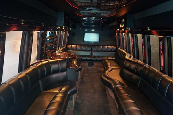 Party bus rental leather seats and sound system