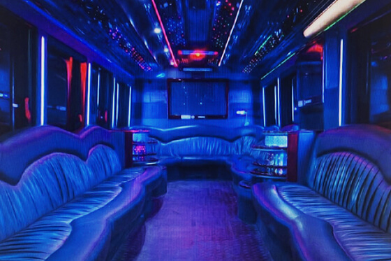 30-passenger party limo bus int view