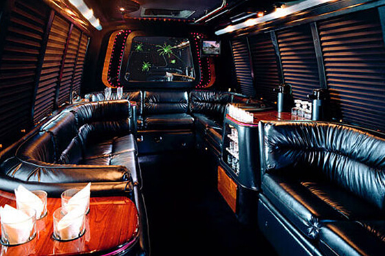 Black party bus interior
