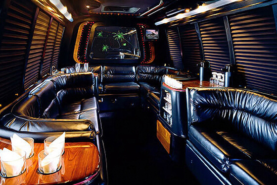 Black party bus int view