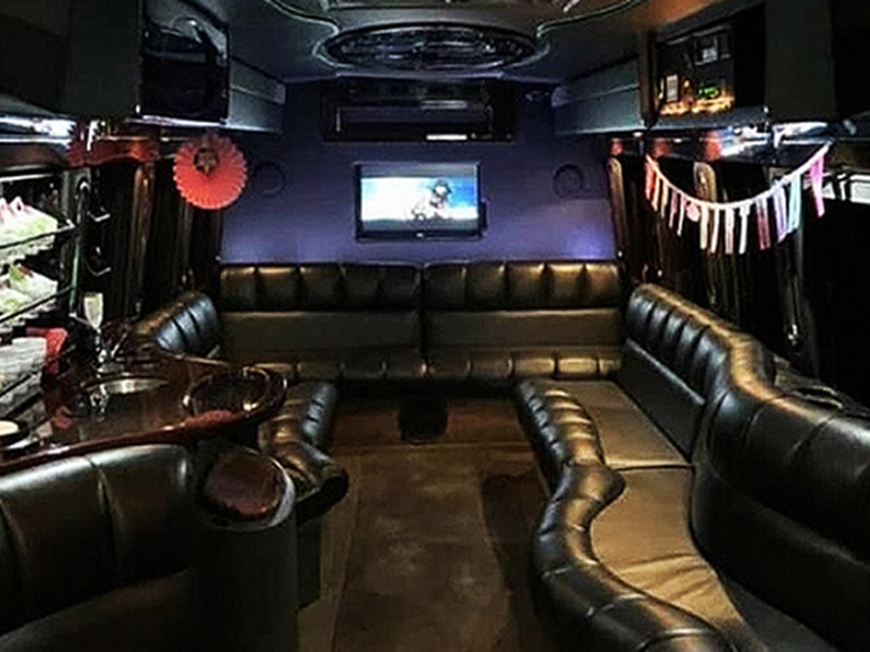 28-passenger party bus interior